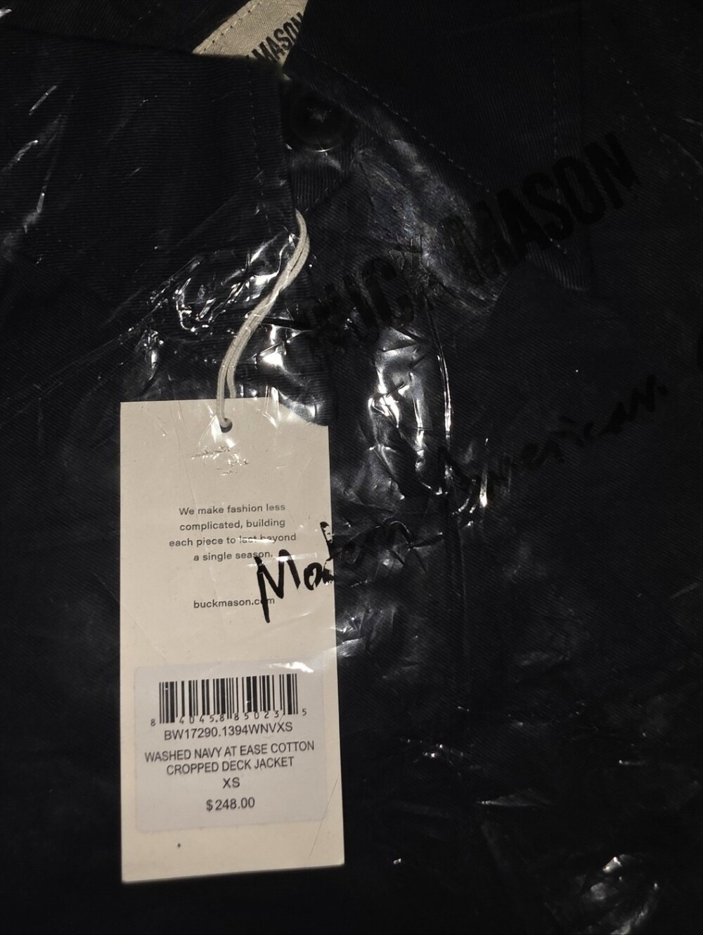 Buck Mason SEALED! NWT! At Ease Cotton Cropped Deck Jacket in Washed Navy. XS. - Picture 8 of 10
